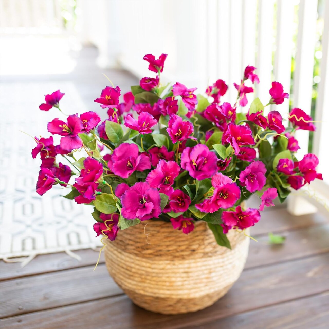 Fake Hibiscus Artificial Flowers for Outdoors Spring Summer Decoration, 6 Bundles Silk Hibiscus Flowers Bouquet UV Resistant Look Real Faux Plants
